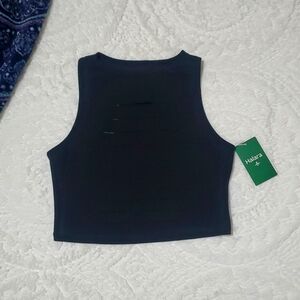 Halara Medium black Soft tank top with cut out slits with a razor back.